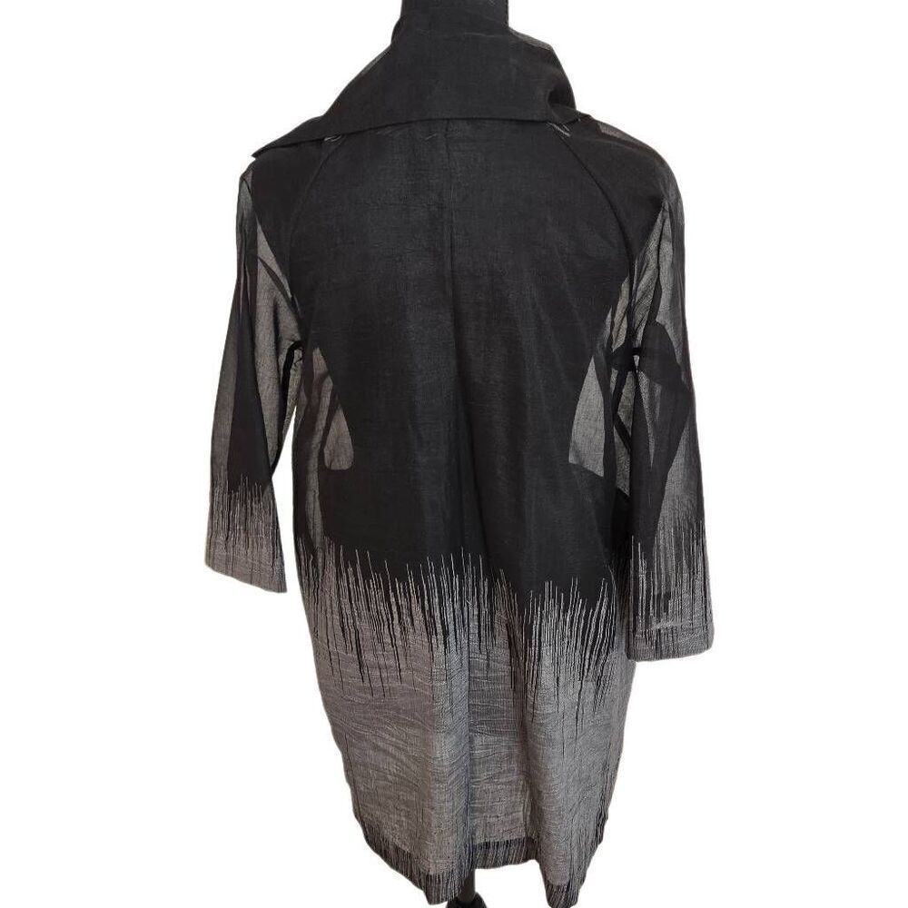 Eileen Fisher Womens Linen Blend Black Gray Semi Sheer Dressy Open Jacket XS - Picture 3 of 11